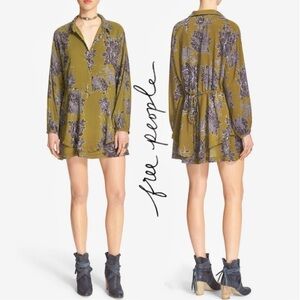 NWT Free People Long Sleeve Printed Tunic Mini Dress